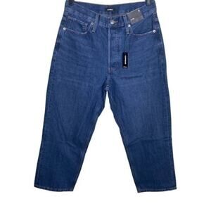 Express NWT Dark Wash 100% Cotton Dad Jean 6